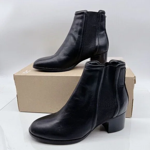 Aquatalia Neeva Women's Ankle Elastic Boots Bootie Black Leather